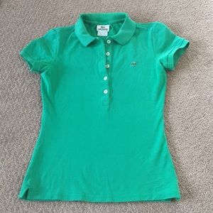 Women’s green Lacoste 5 button polo | size 34